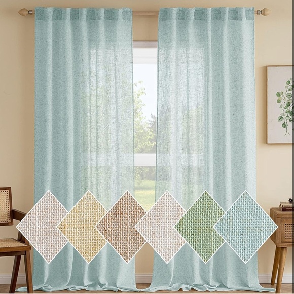 Elegant Sheer Curtain Panel in Light Blue 52x90 includes 2 panels (041) - Picture 2 of 4